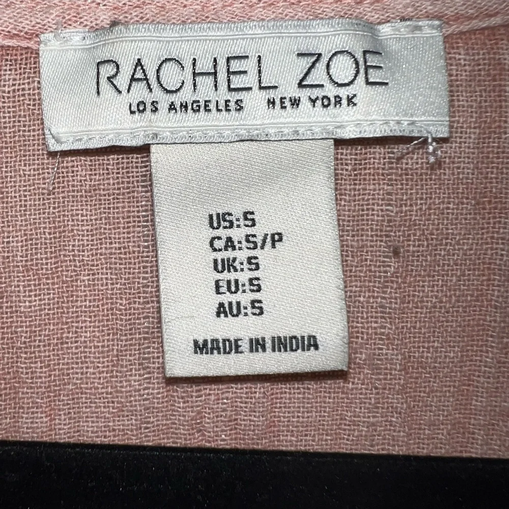 Rachel Zoe Rose-Pink Embroidered V-Neck Peasant Blouse - Picture 3 of 4